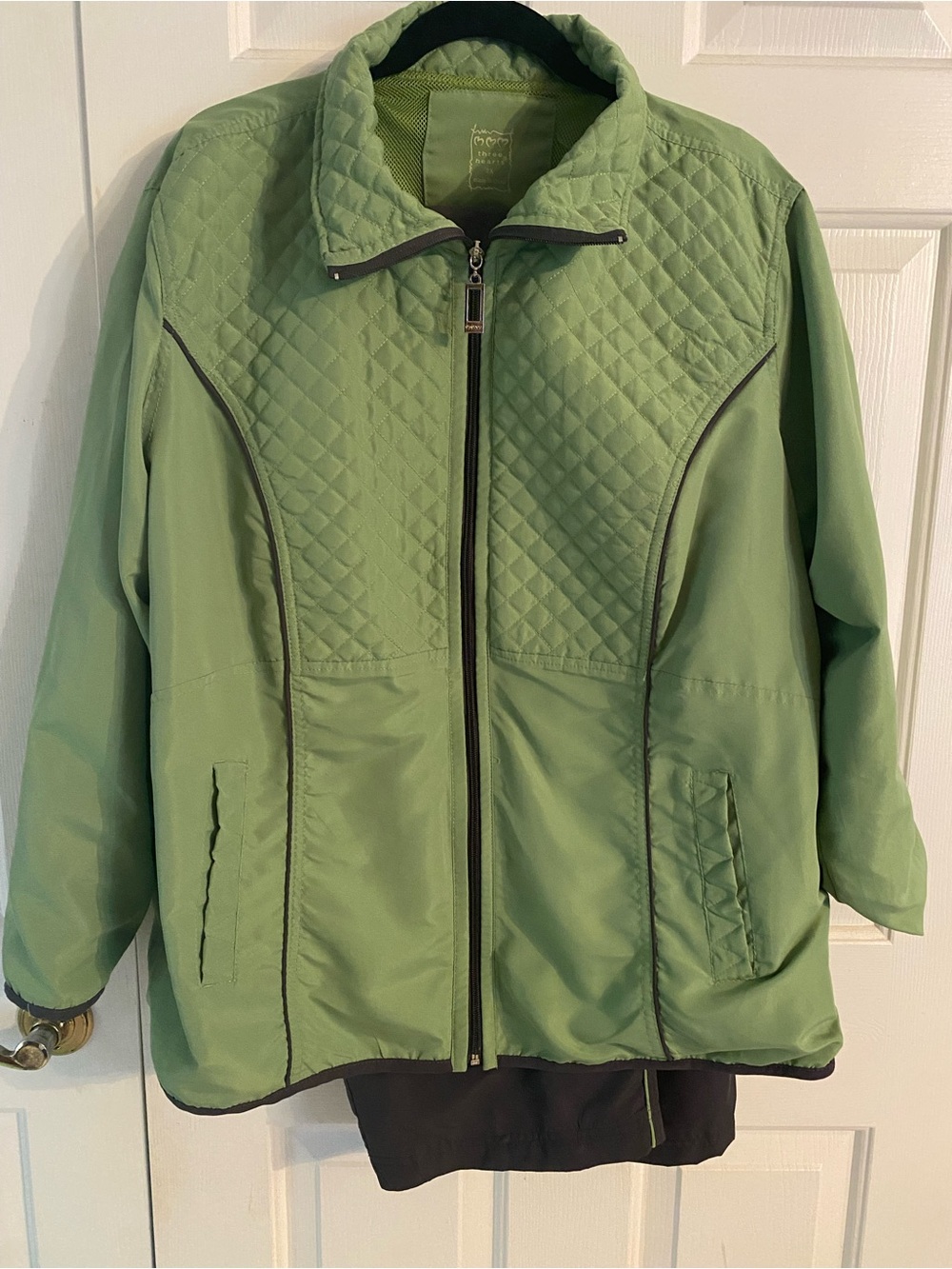 Macy’s Lightweight Quilted Front Green Women's Jacket with Drawstring Pants -2X